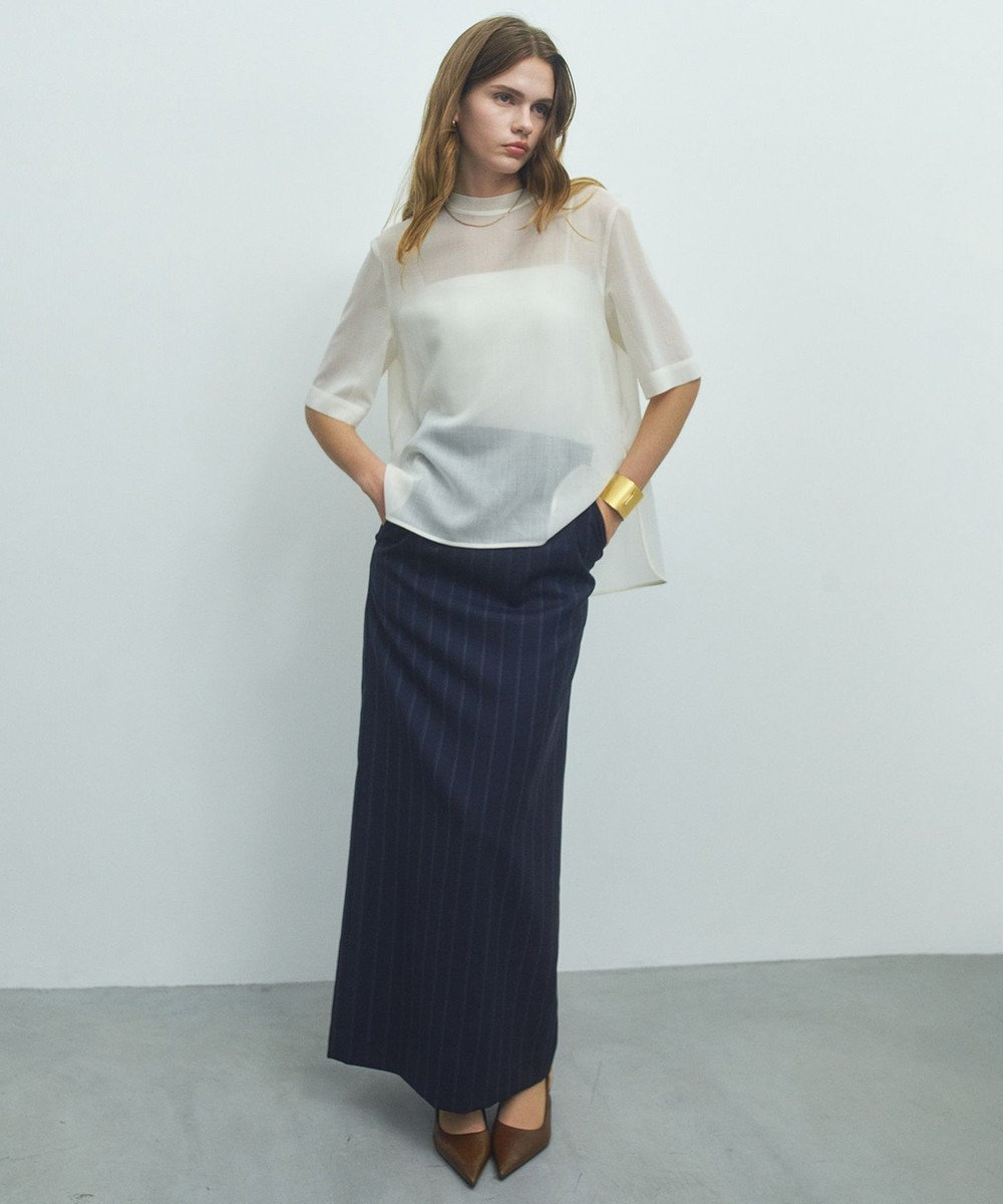 BEIGE， 【セットアップ対応】GEORGE / ウールストライプ ハイウエストスカート 
