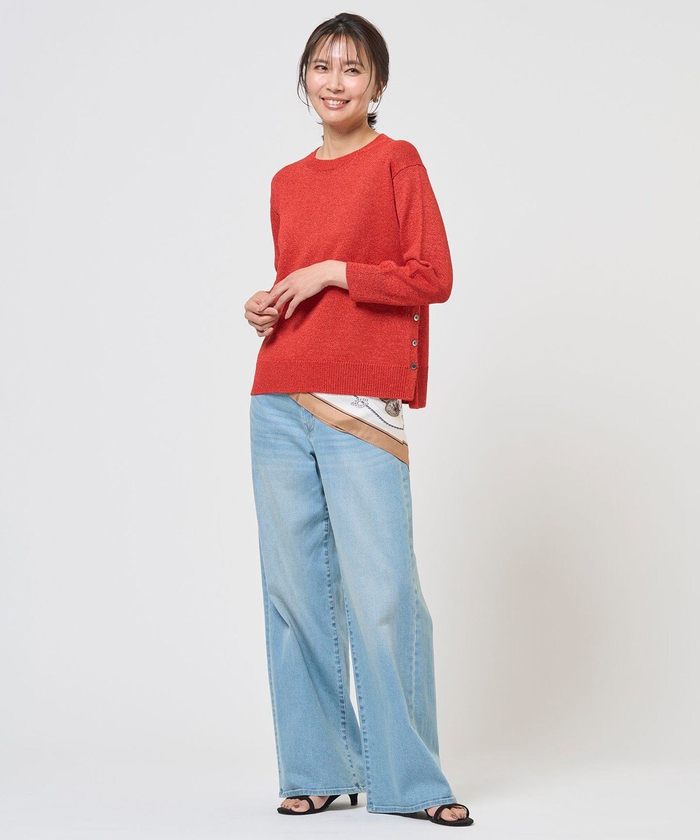 J.PRESS LADIES L 【洗える】BASIC STRETCH DENIM ワイド ストレート デニム 