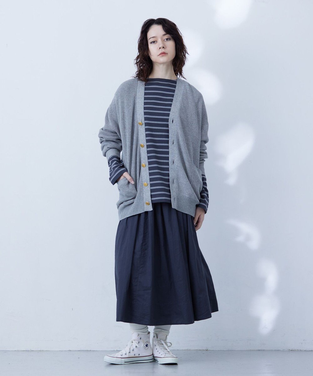 J.PRESS YORK STREET 【UNISEX】インディゴボーダーロングTシャツ 