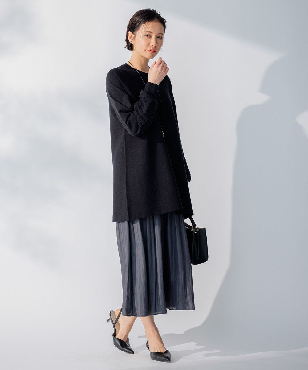 自由区 【洗える】レーヨンポリエステルスムース チュニック丈ニット 