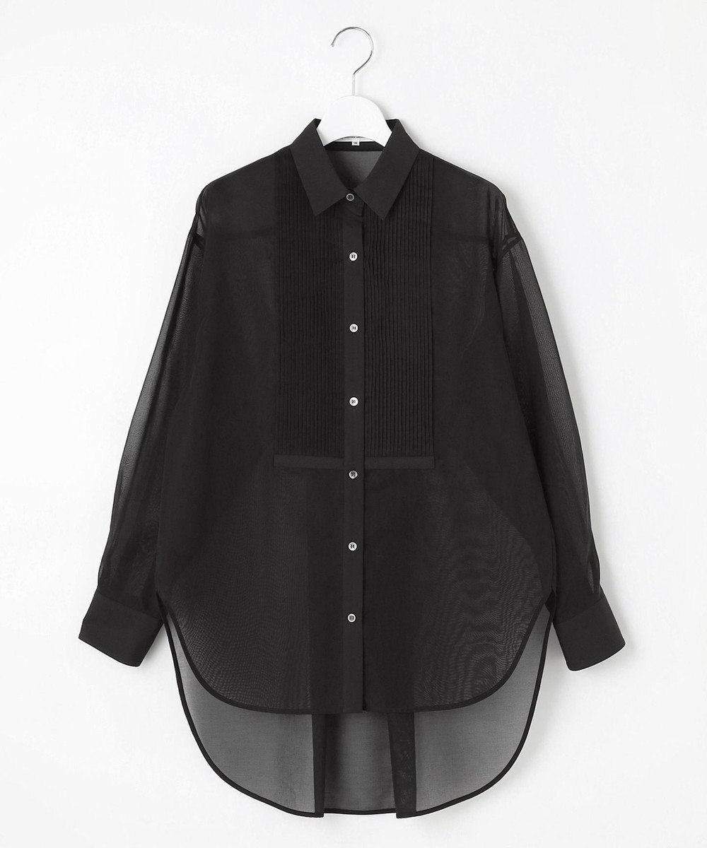 23区 L 【GOLD LABEL】コットンオーガンジー ピンタックブザム シャツ 
