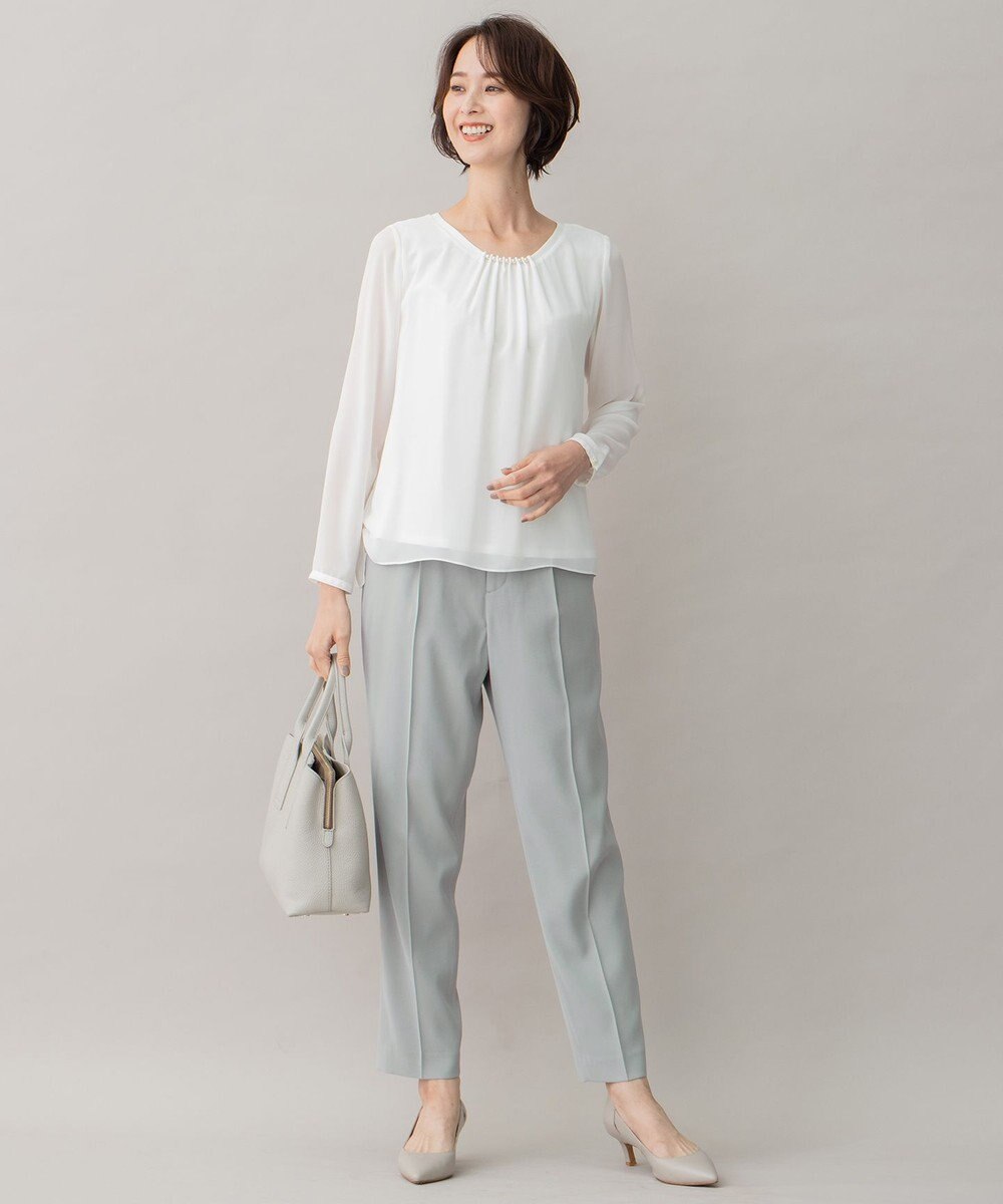 自由区 【XSサイズ～/洗える】ダブルフェイススーティング テーパードパンツ 