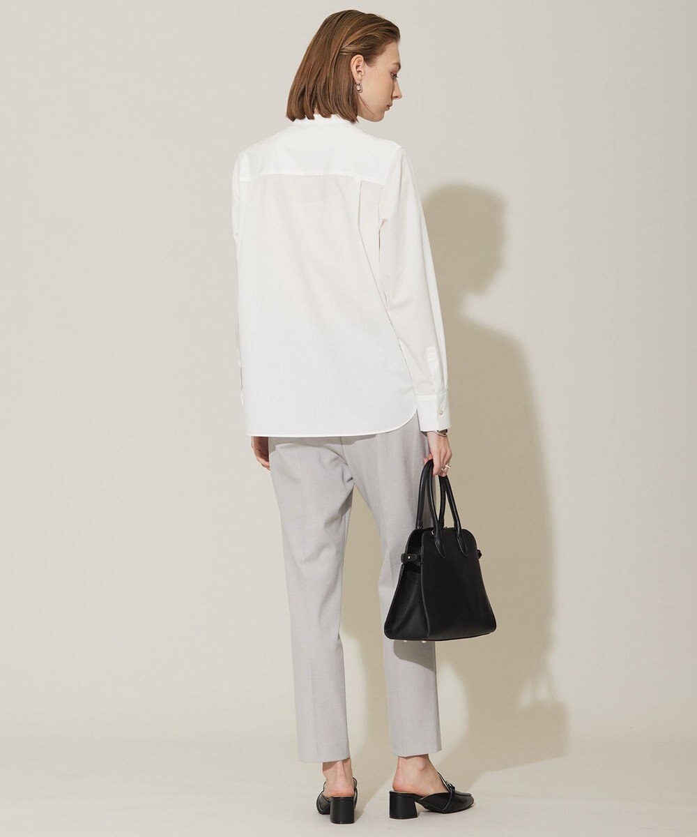 ICB L 【洗える】クリーンブロード バンドカラーブラウス 