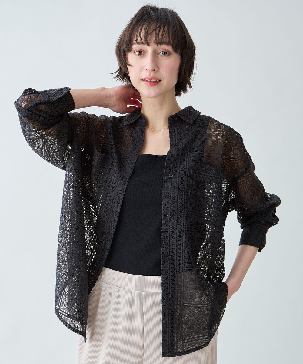 ANY L レースオーバーシャツ 