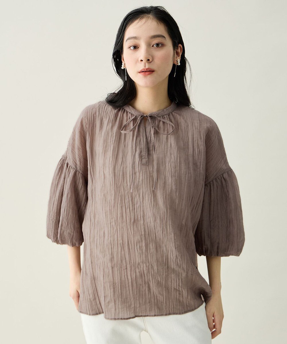 ANY L バルーンスリーブスキッパーブラウス 