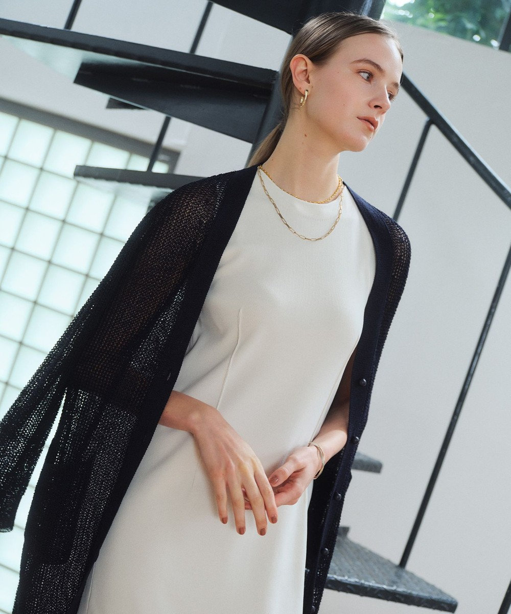 BEIGE， OPTICAL / ペーパーヤーンシアーロングカーディガン 