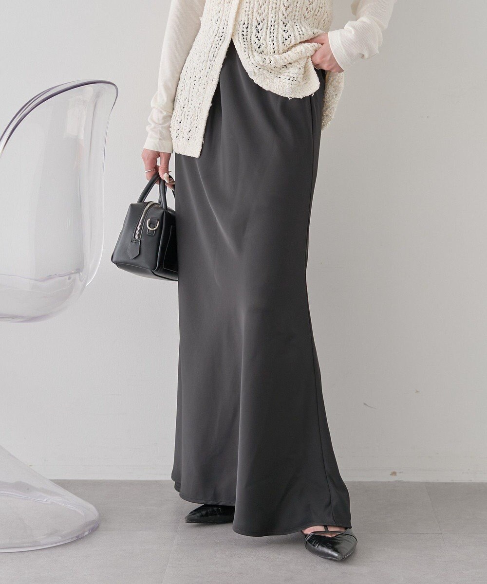 earth music&ecology サテンフリルマーメイドスカート 