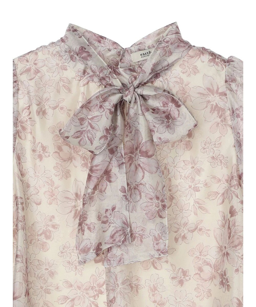 earth music&ecology フラワー柄シアーパフブラウス 