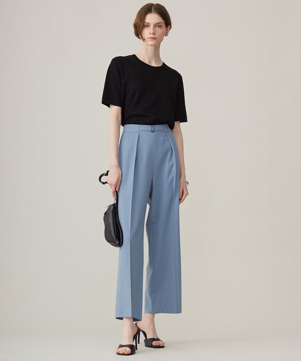 ICB 【洗える】ウール2WAYストレッチ ワイドストレートパンツ 