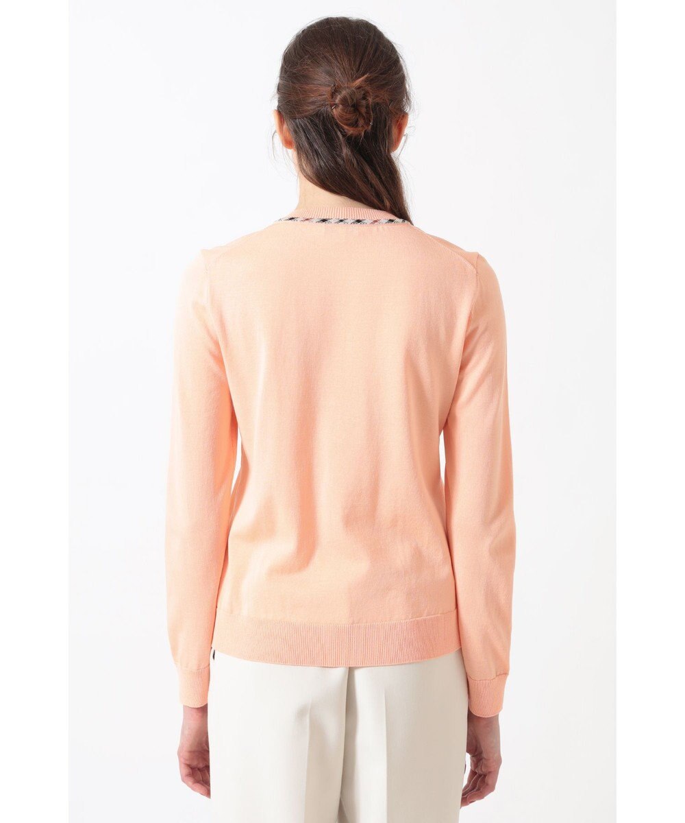 DAKS 綿ポリエステル ハウスチェックジャカード カーディガン 