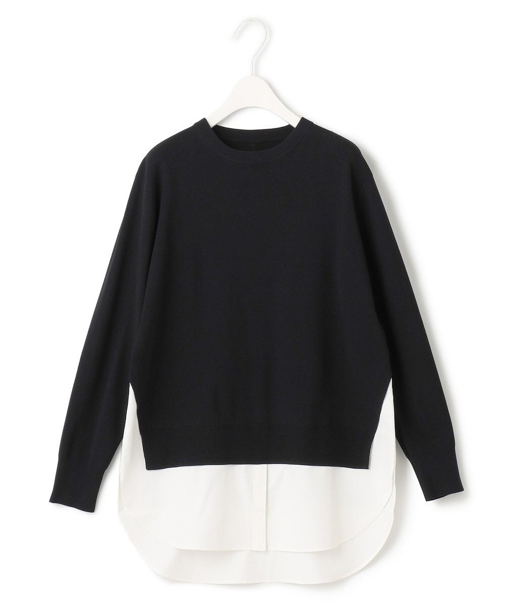 ICB L 【洗える】クロスコンビ シャツドッキングプルオーバー 