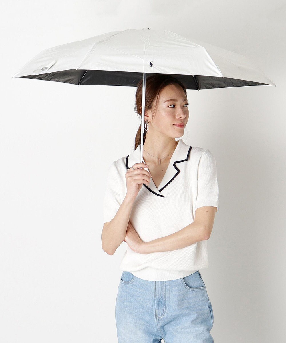 MOONBAT 【WEB限定】POLO RALPH LAUREN(ポロ ラルフローレン) 晴雨兼用日傘 折りたたみ傘 コンパクト PPワンポイント刺繍 一級遮光 遮熱 UV 