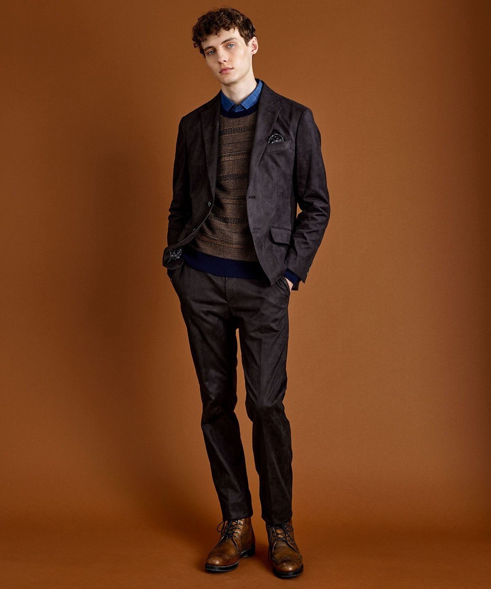 JOSEPH ABBOUD 【ストレッチ】ヘリンボンスウェード ジャケット 