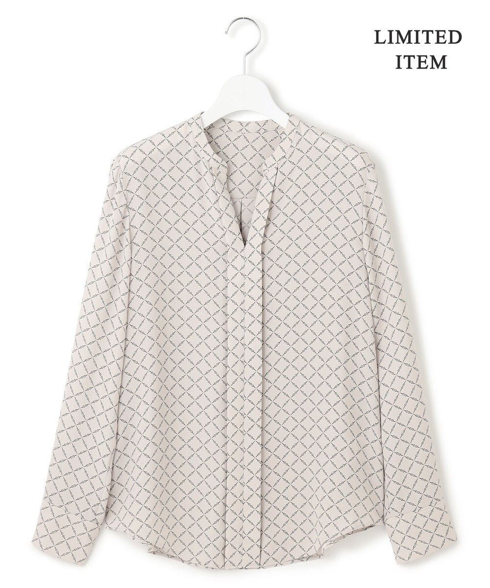 ICB L 【新色追加・WEB限定】BackSatinAmunzen キーネックブラウス 