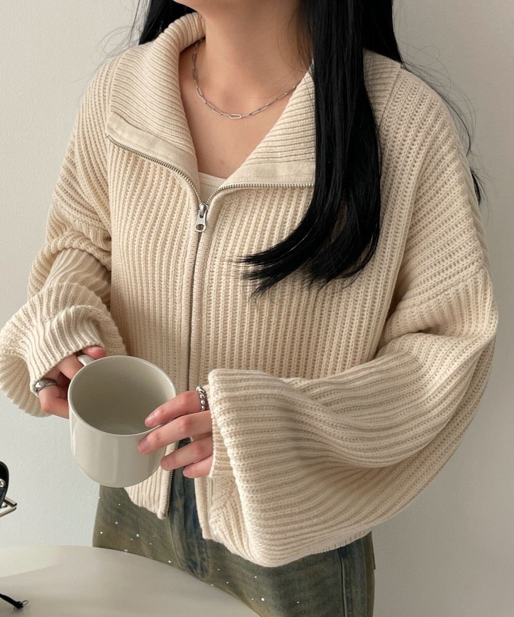 WEGO ダブルジップショートニットブルゾン 