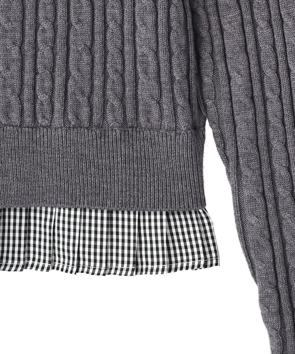 earth music&ecology 【予約】プリーツレイヤーケーブルニットカーディガン 