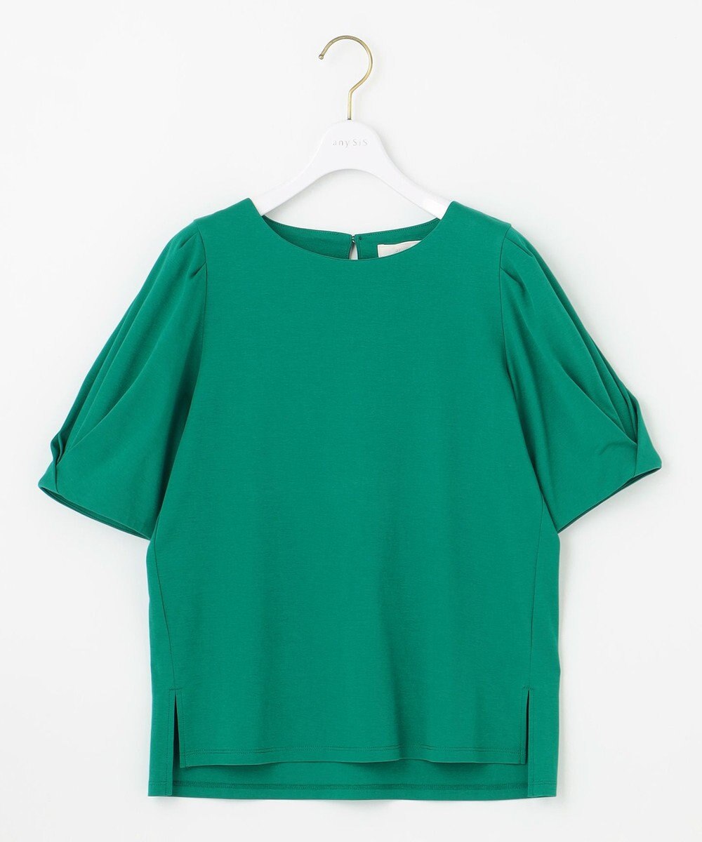 ANY SIS S 【撥水・汗ジミ防止・UVケア・洗える】スーピマスムース 袖タック Tシャツ 