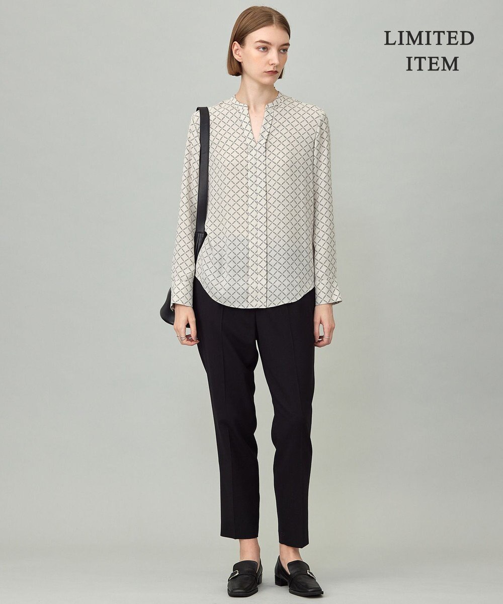 ICB L 【新色追加・WEB限定】BackSatinAmunzen キーネックブラウス 