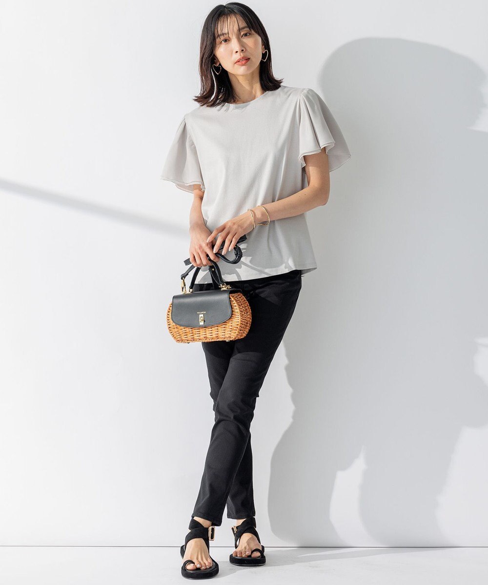 23区 【WEB限定】フレアコンビジャージー 袖フリル カットソー 