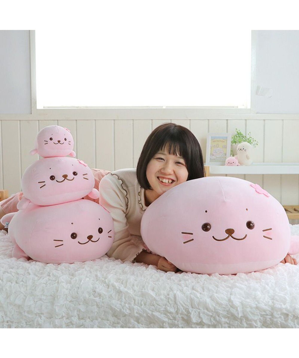 Mother garden しろたん 桜色 ふわもち 抱き枕 ぬいぐるみ 小 55cm 