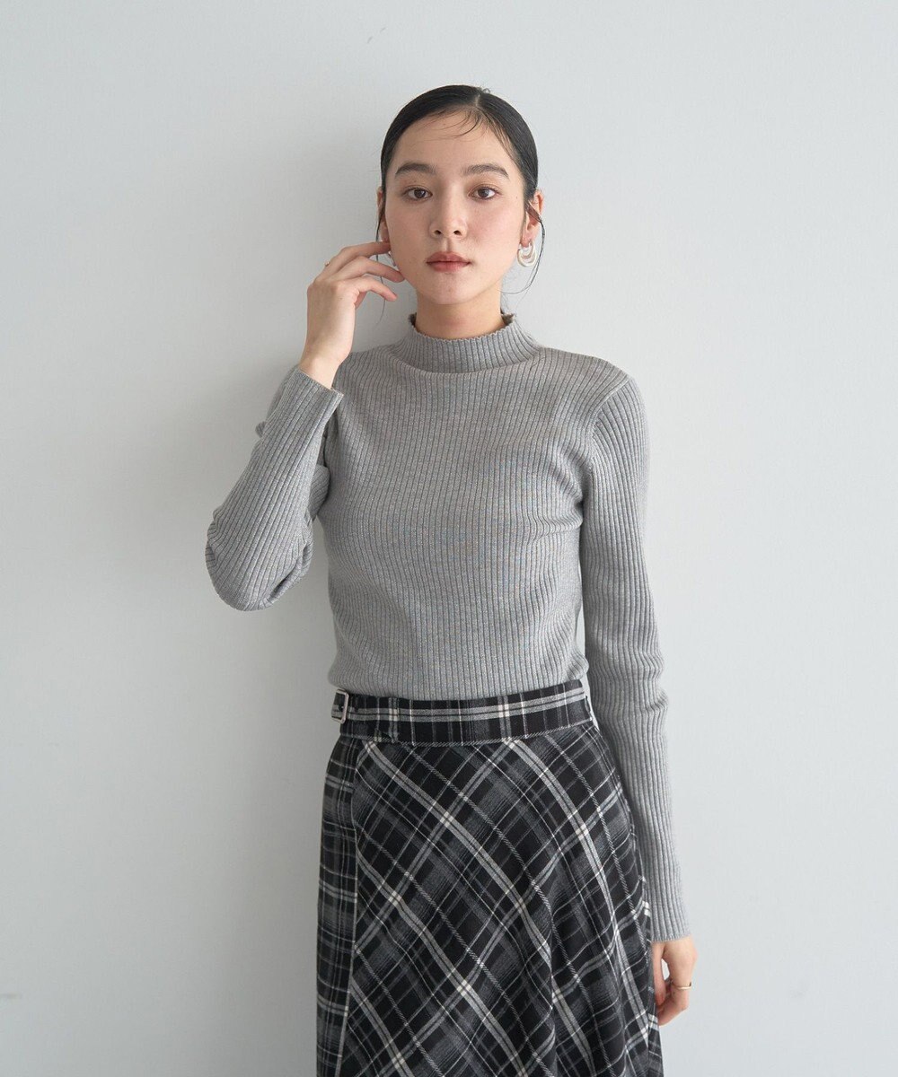 YECCA VECCA ラメ混ハイネックリブニット 