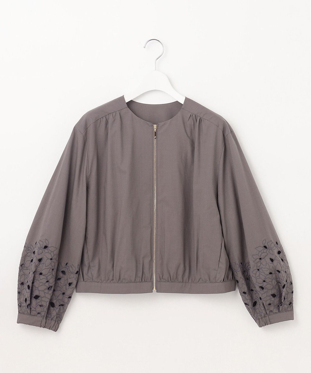 自由区 【洗える】テンセルコットンエンブロイダリー ジャケット 