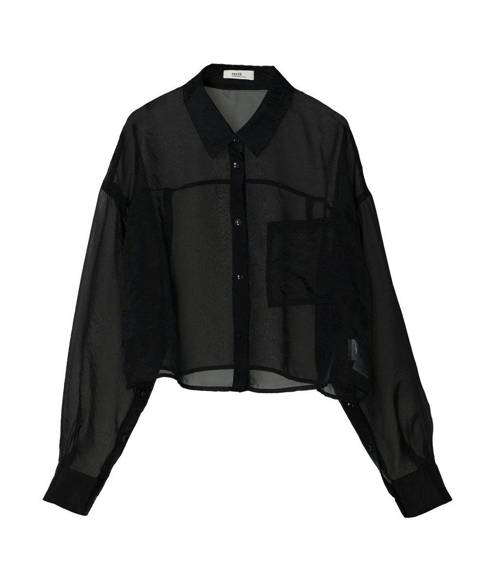 earth music&ecology ソデスリットクロップドシャツ 