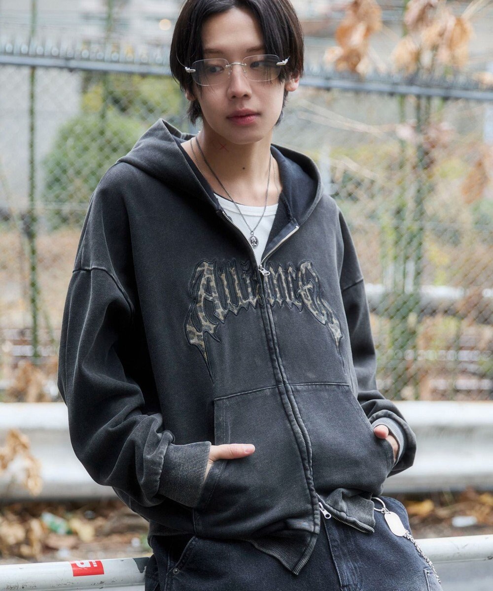 WEGO 【ユニセックス着用ITEM/SMLサイズ展開】グラフィックZIPパーカー 