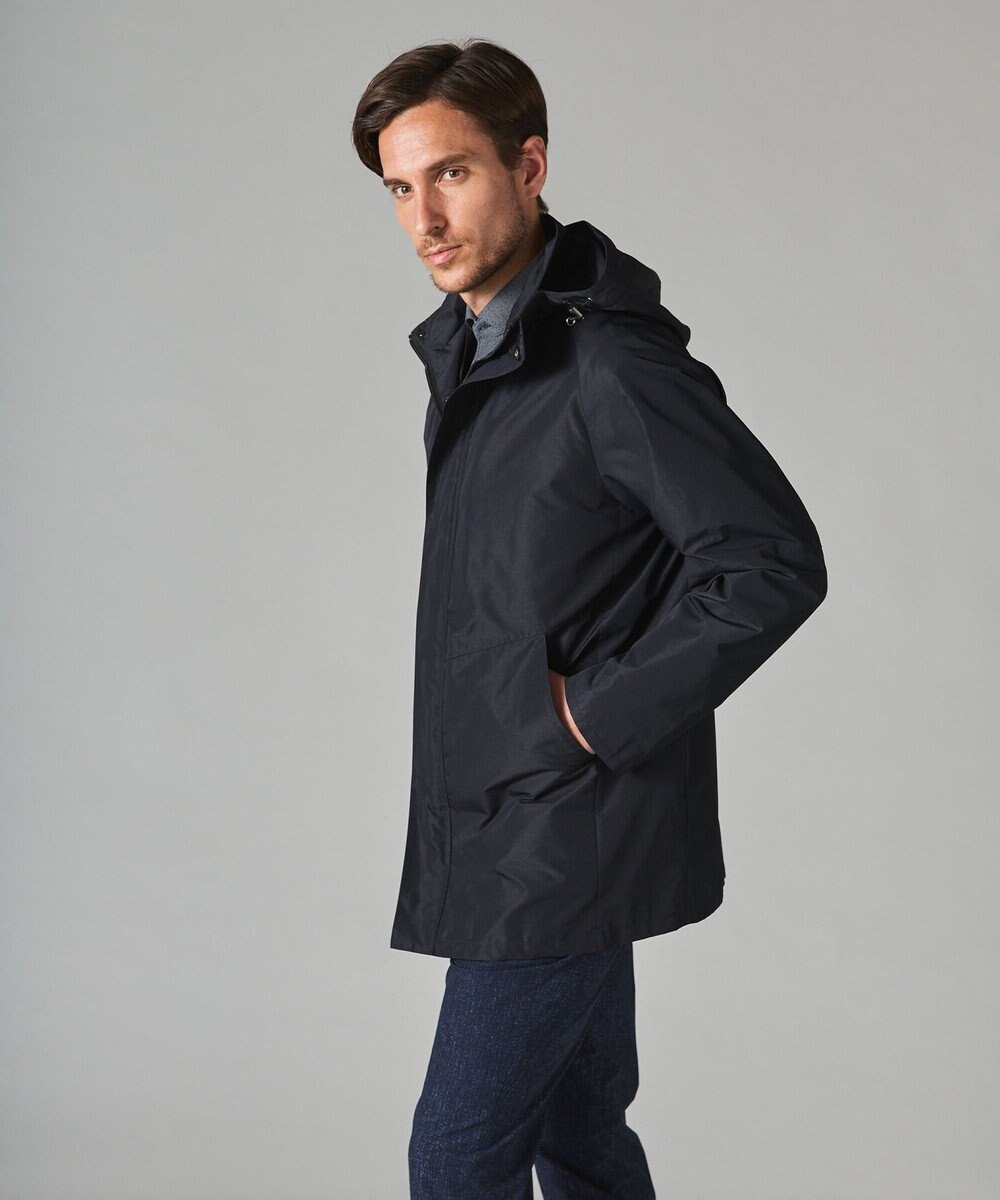 GOTAIRIKU 【ビジネスで着用可】メランジシャンブレー フーデッドブルゾン 