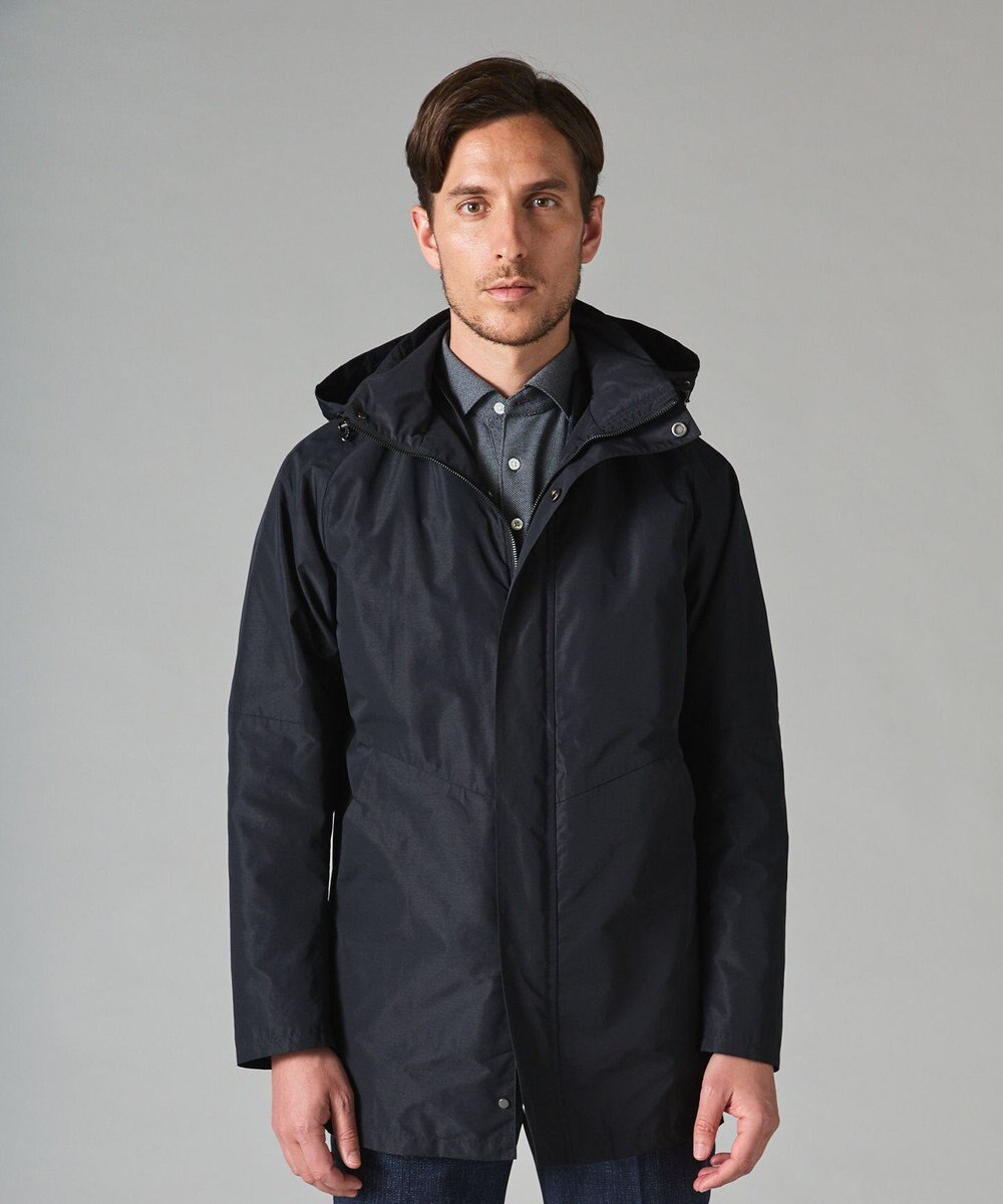 GOTAIRIKU 【ビジネスで着用可】メランジシャンブレー フーデッドブルゾン 