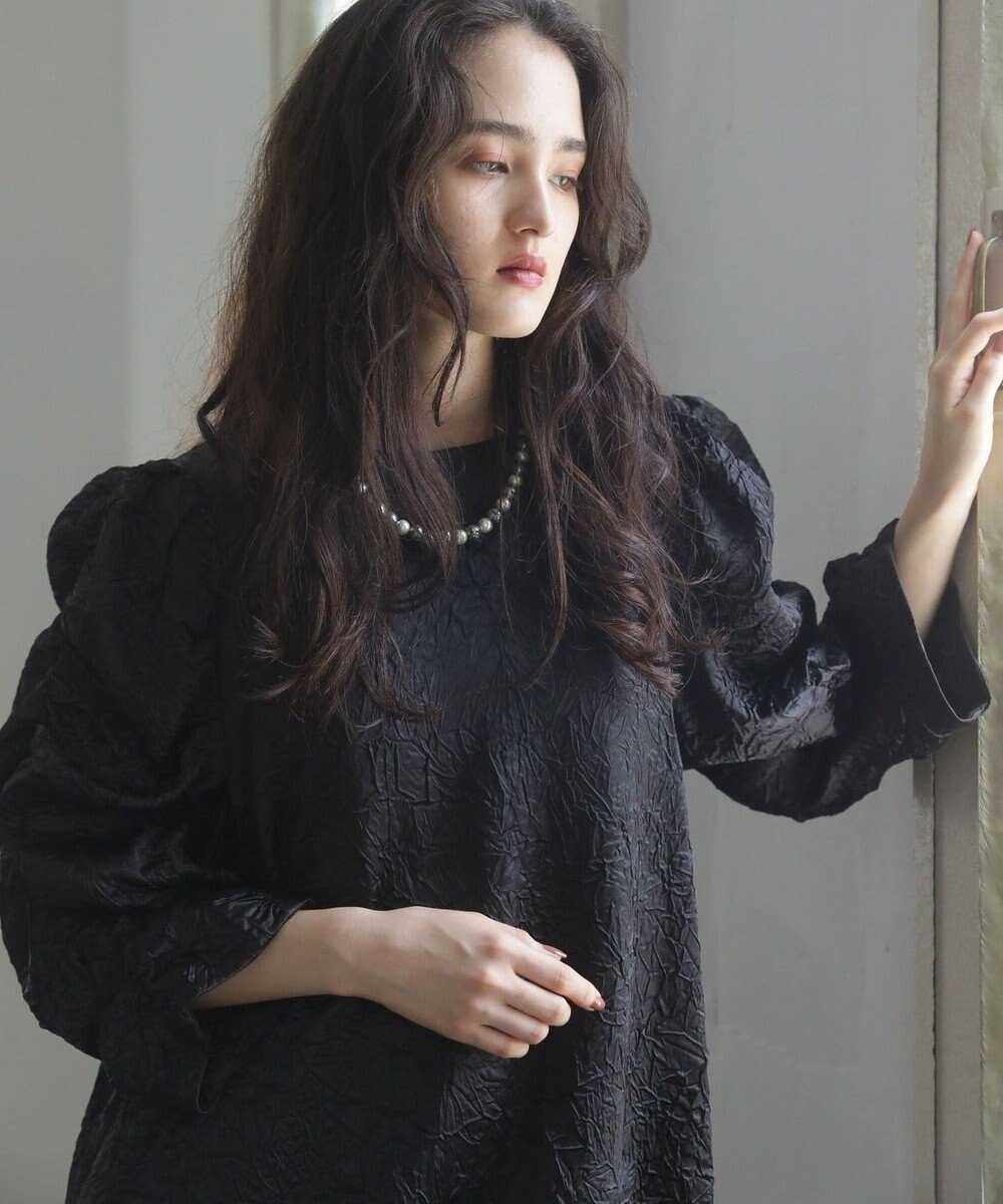 Green Parks ■ＥＳＣＡＲ　エンボスギャザースリーブワンピース 