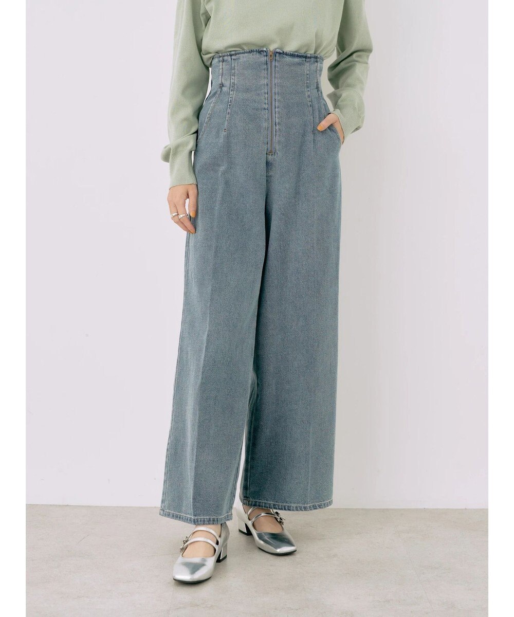 earth music&ecology フロントジップデニムパンツ 