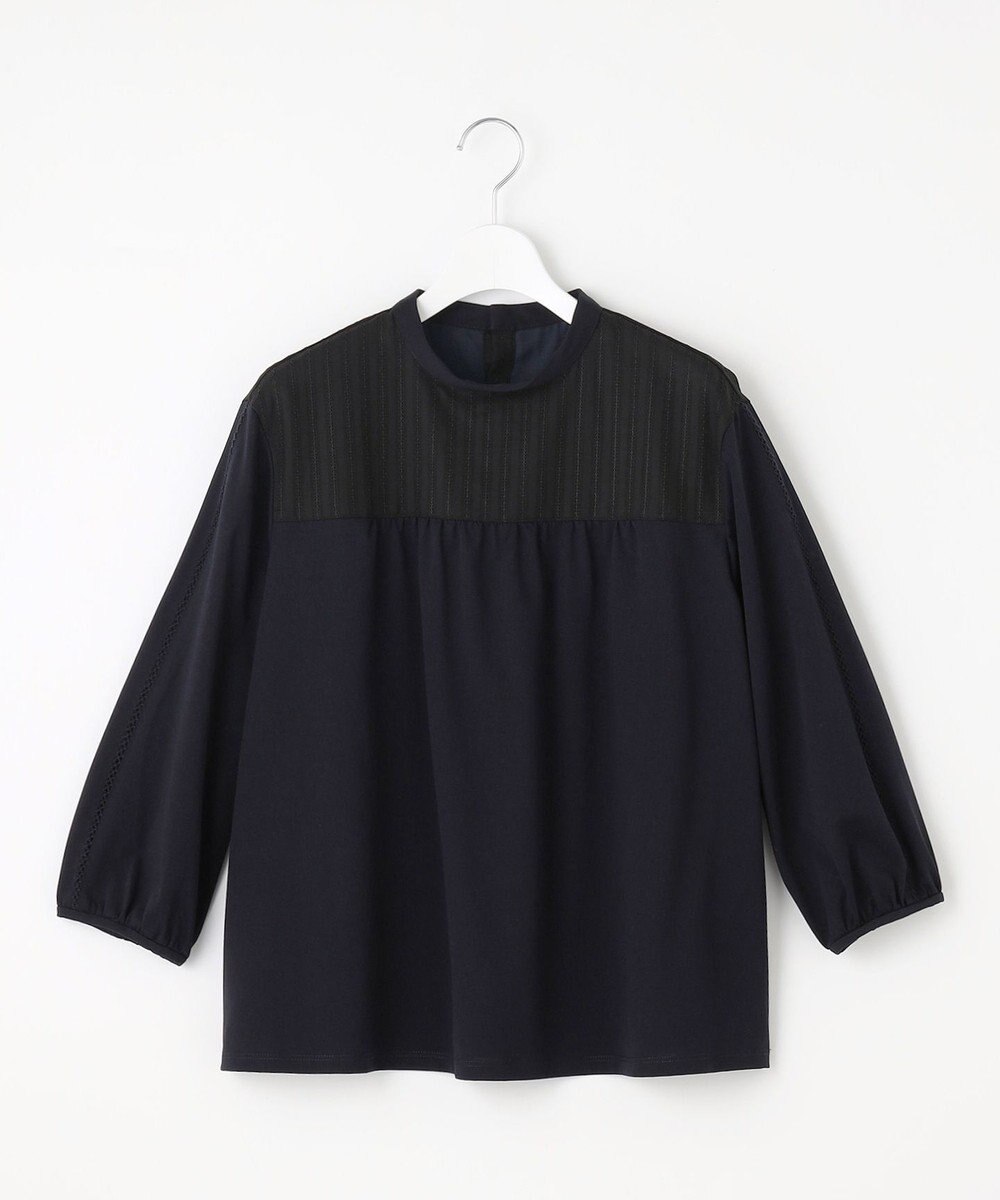 J.PRESS LADIES L 【洗える】プレーティングジャージー モックネックカットソー 