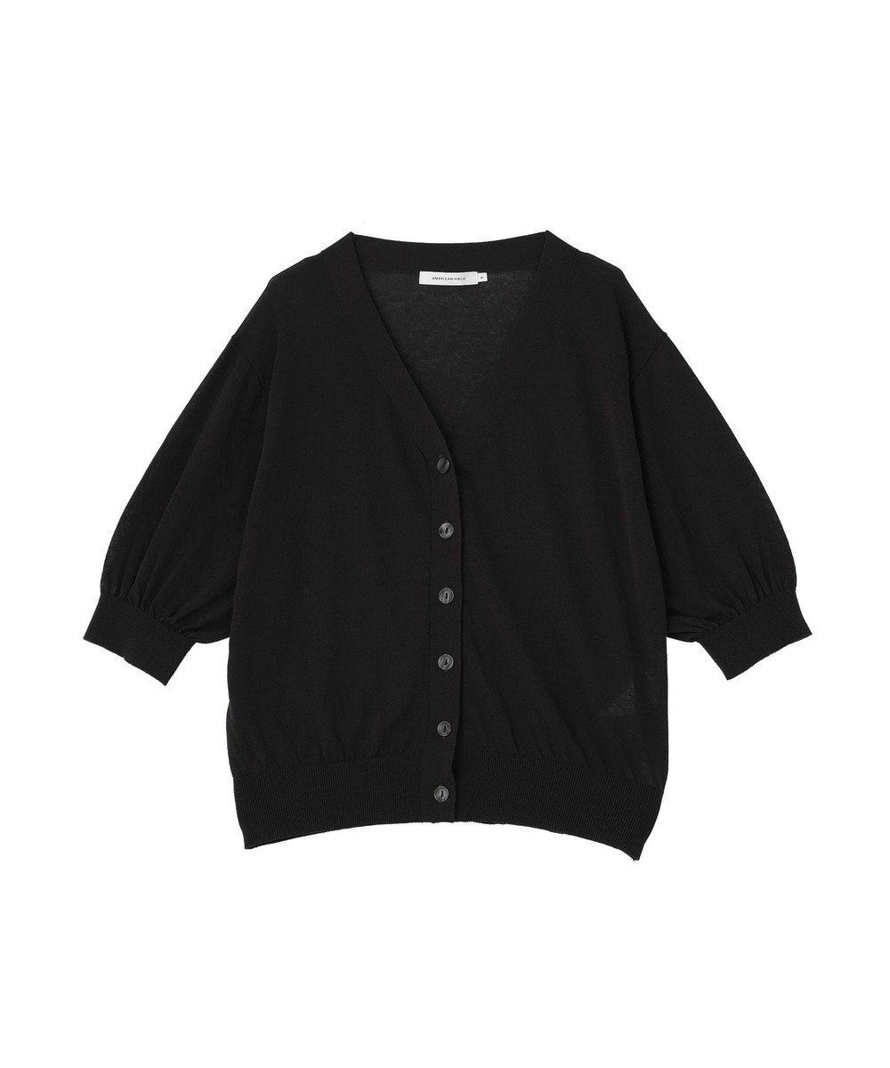 AMERICAN HOLIC 5分袖シアーVネックニットカーディガン 