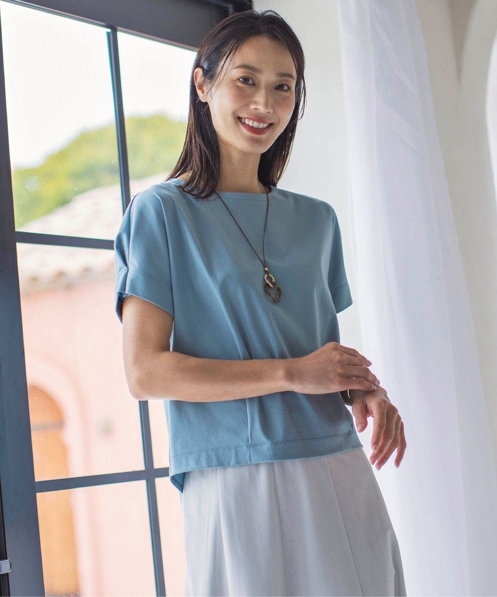 J.PRESS LADIES L 【接触冷感】コットンスムース フレンチスリーブ カットソー 