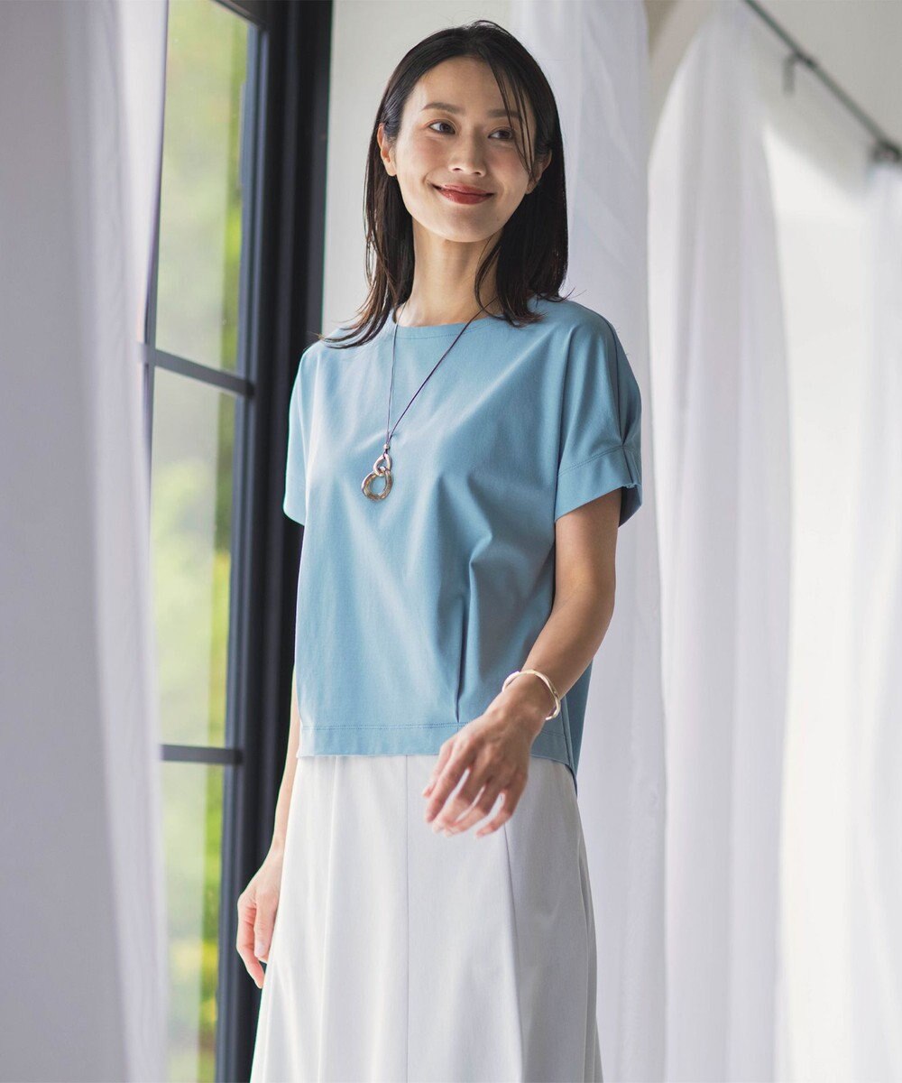 J.PRESS LADIES L 【接触冷感】コットンスムース フレンチスリーブ カットソー 