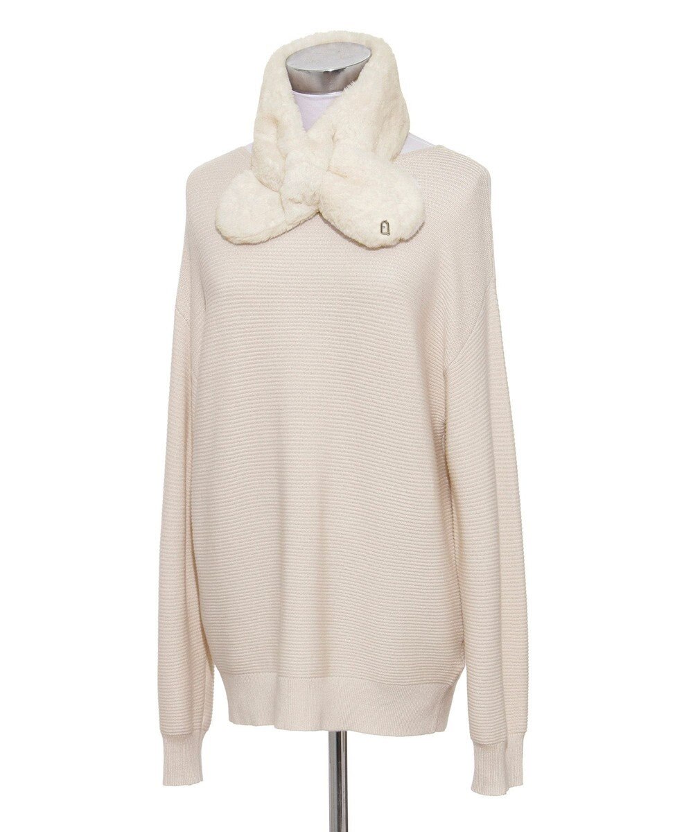 MOONBAT FURLA（フルラ）プチリボンマフラー  アーチロゴ フェイクファー 