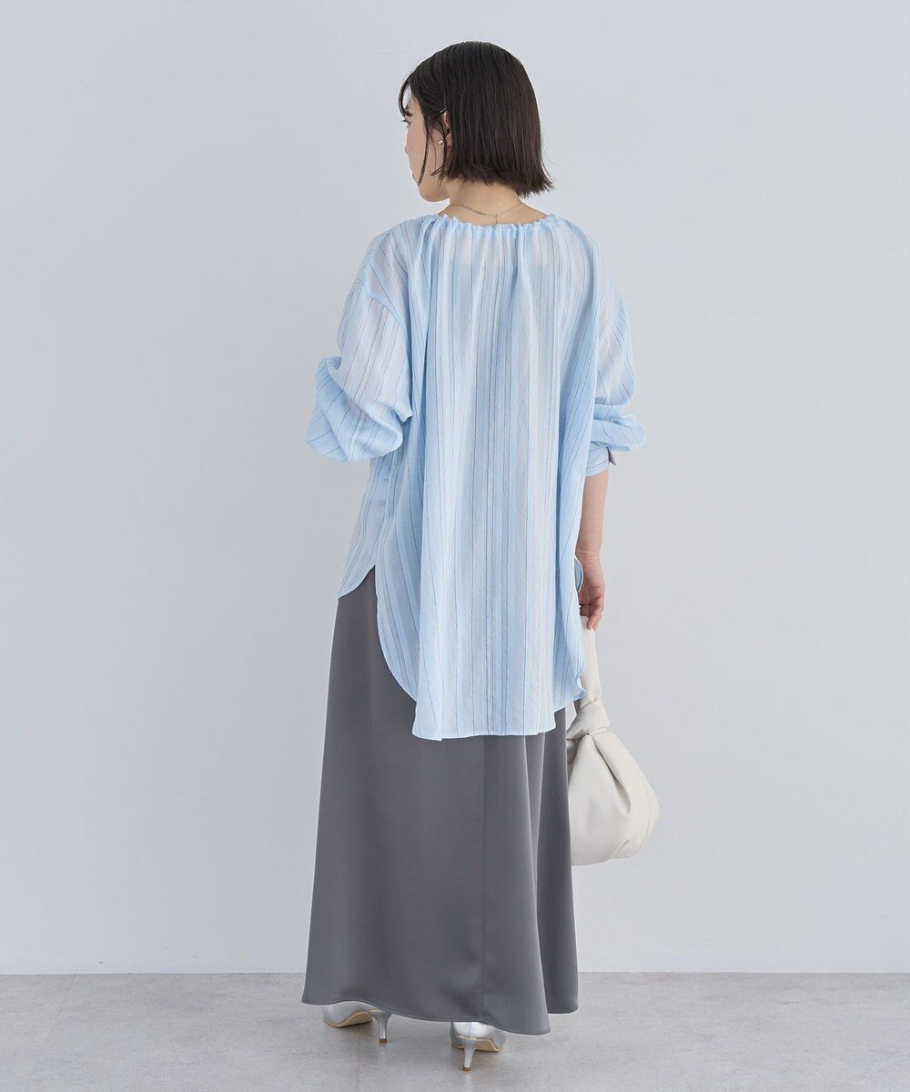 Green Parks ドロストネックシアーストライプチュニック 