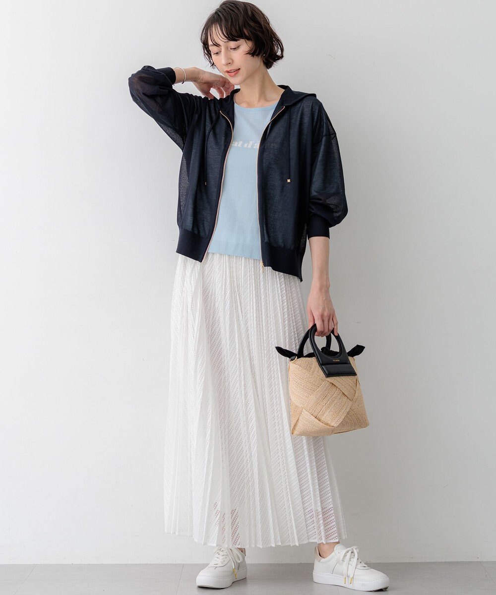 23区 【先行予約】シャイニーシアーニット ジップアップ パーカー 