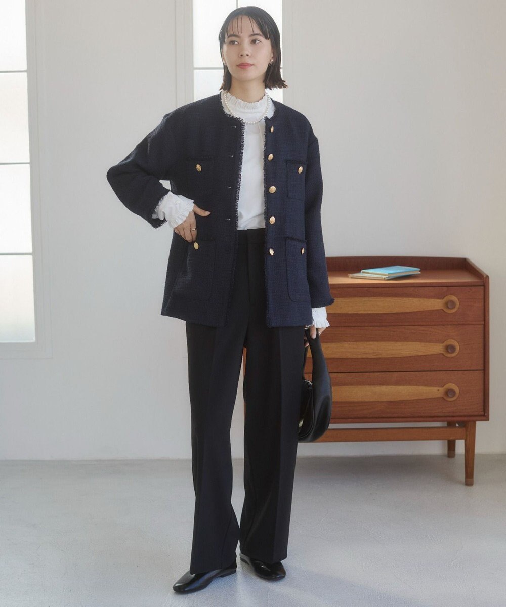 WEGO 【ANGIE VINTAGE/オケージョン対応 / セレモニー対応】ノーカラー ツイードジャケット 