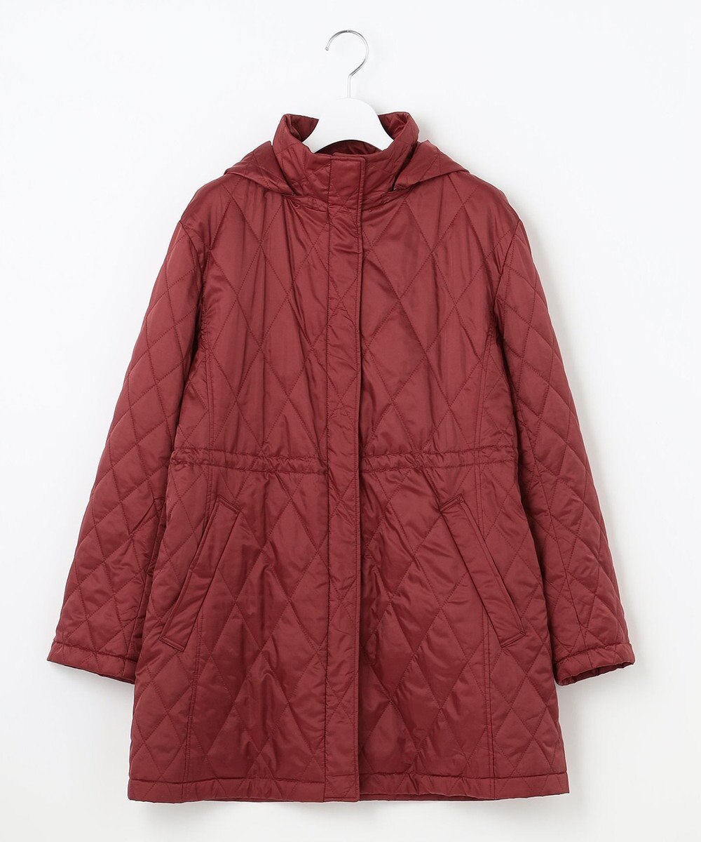 自由区 L 【洗える】ブライトキルト フード付きコート 