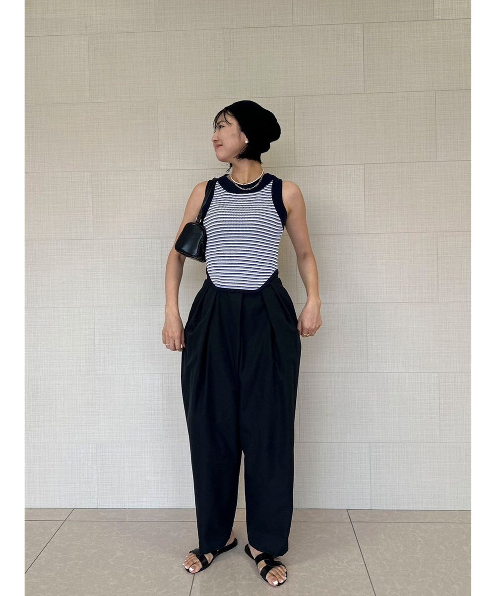 Green Parks デザインヘム配色ニットタンクトップ 