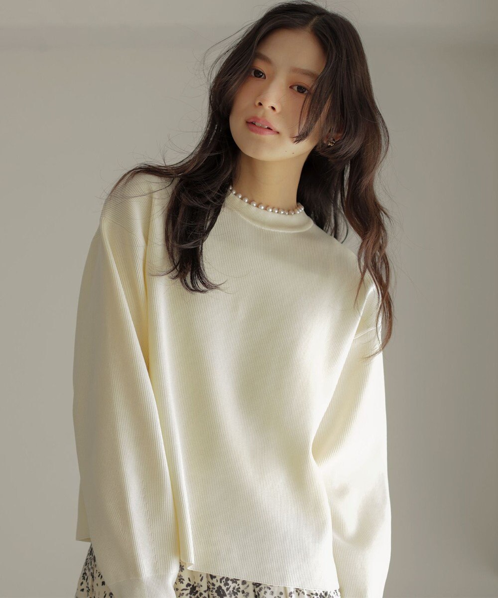 組曲 【WEB限定】パール釦畦ニット プルオーバー 