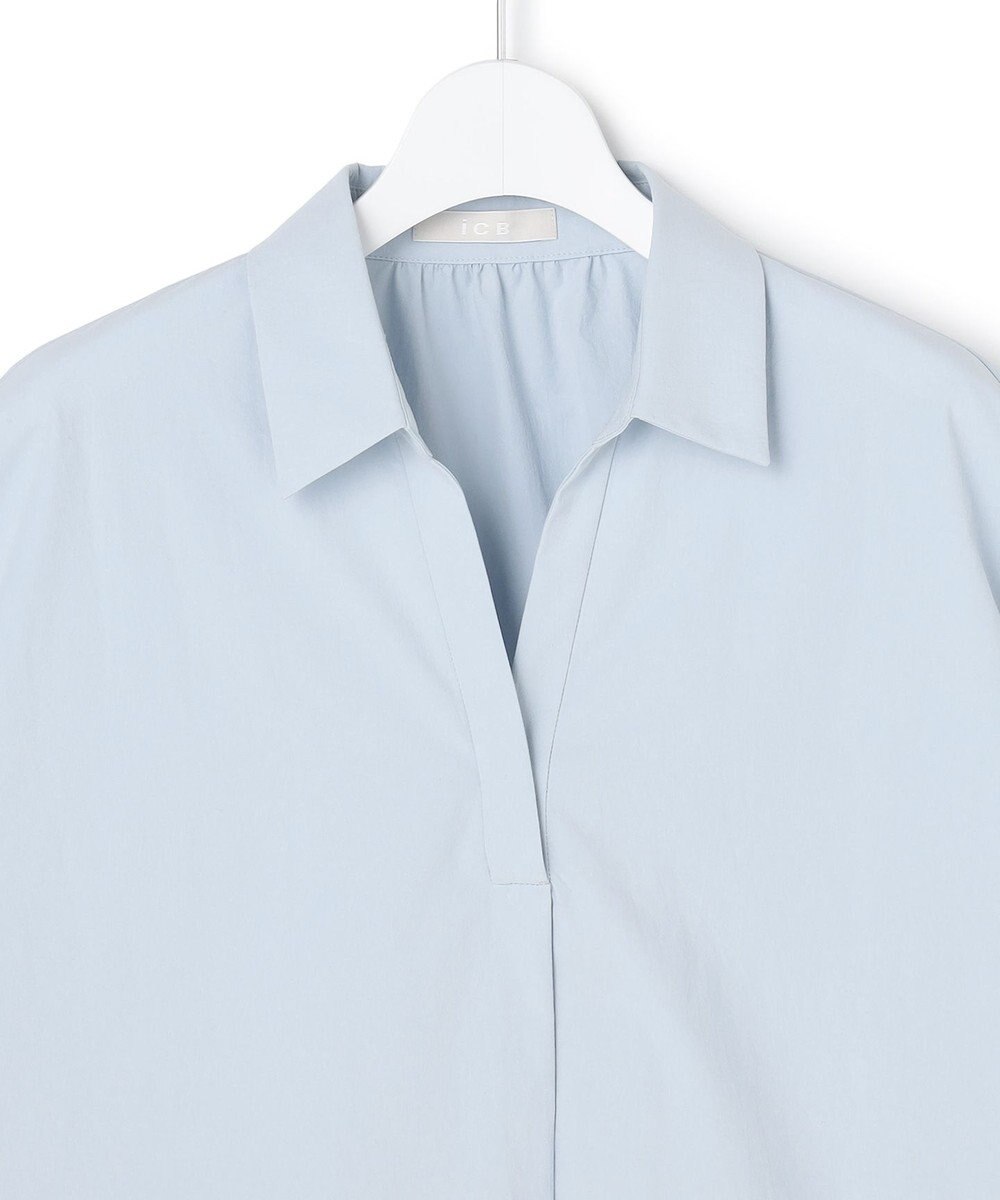 ICB 【先行予約】ヴィンテージスパンブロード シャツカラードルマンスリーブブラウス 