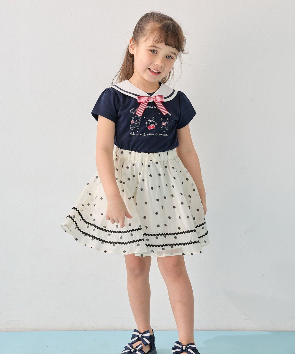 ANY KIDS ネコ×ドット スカート 