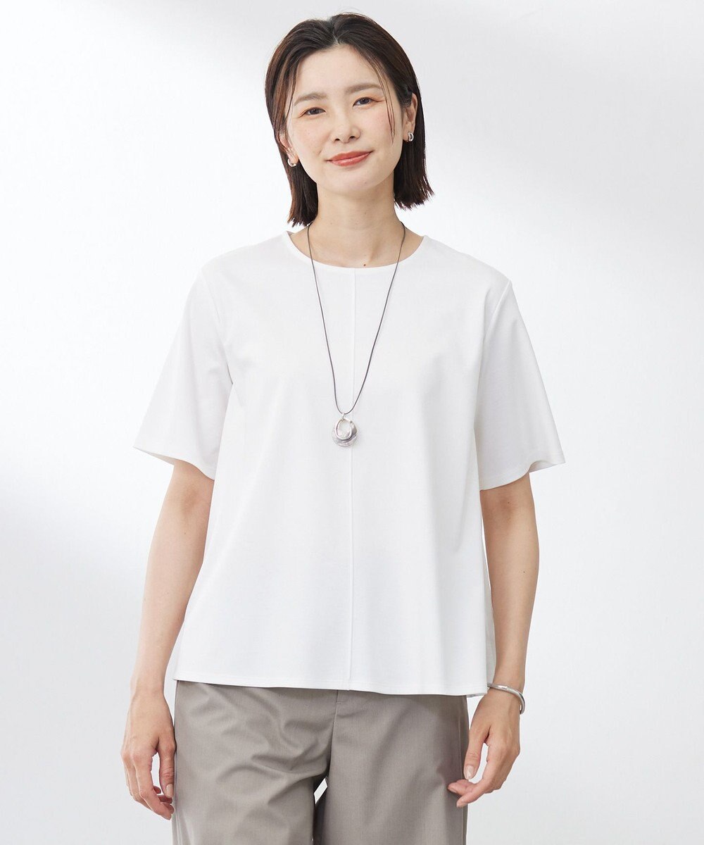 J.PRESS LADIES S 【洗える】コットンスムース バック プリーツ カットソー 