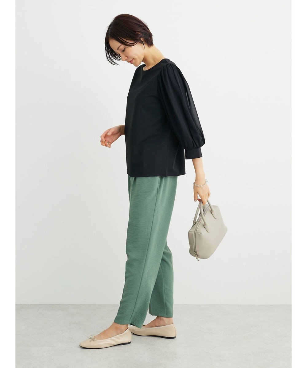 Green Parks 袖異素材使いリップルプルオーバー 