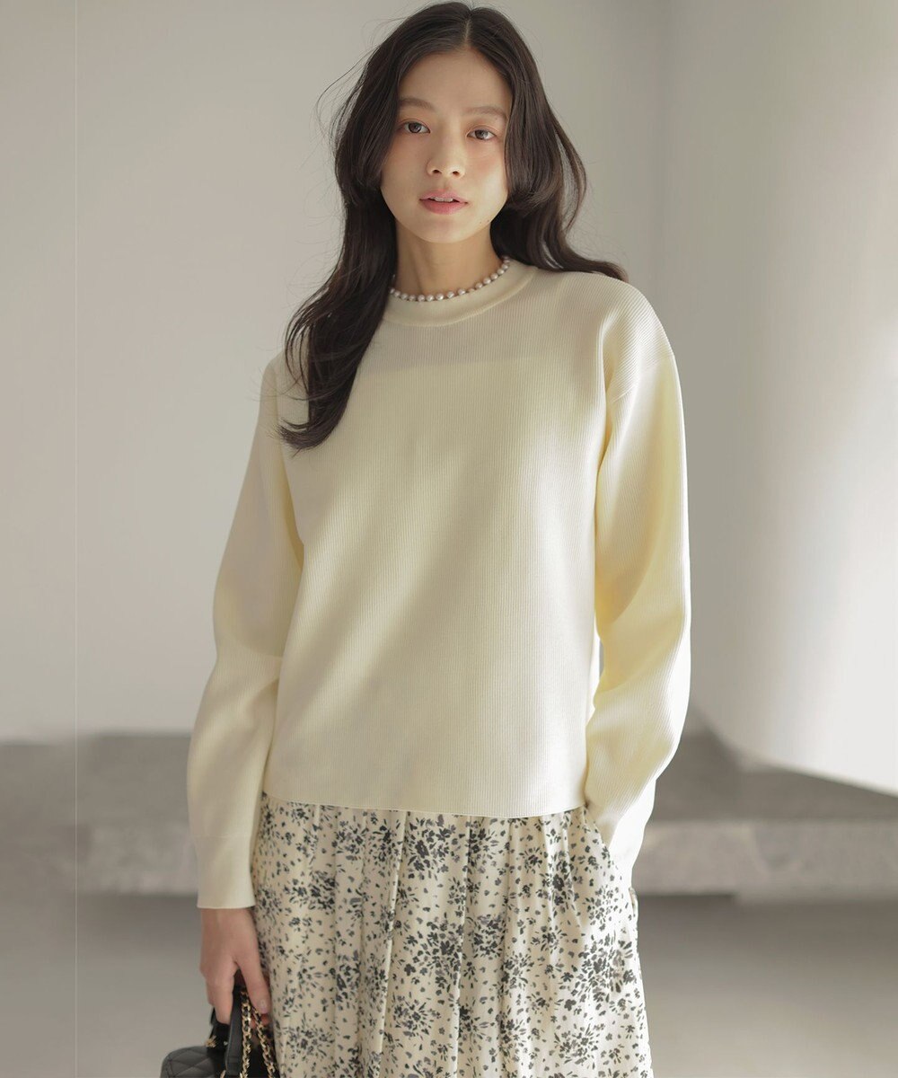 組曲 【WEB限定】パール釦畦ニット プルオーバー 