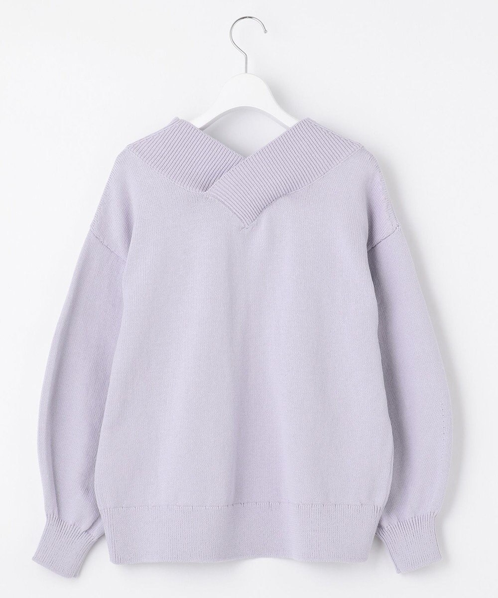 自由区 【XSサイズ～/洗える】コットンブレンドコード Vネックニット 