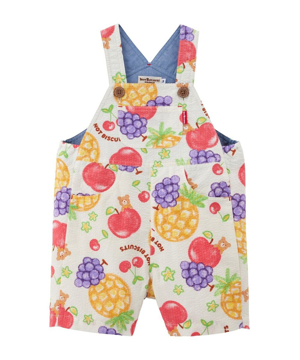 MIKI HOUSE HOT BISCUITS 【ビーンズ×フルーツシリーズ】【70-110cm】5分丈オーバーオール 